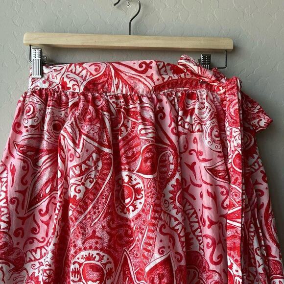 Mara Hoffman Skirt Wrap Paisley Print Red Katrine Midi‎ Skirt Plus Size 3X - Picture 4 of 8